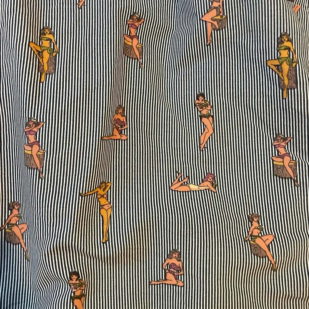 Peter‎ Millar Navy and White Striped Swim Trucks with bikini women print medium